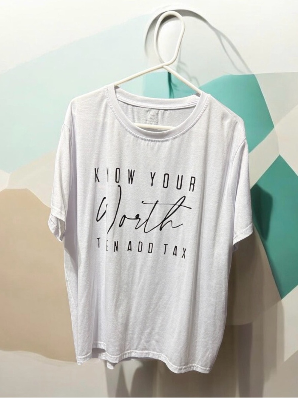 SHEIN Curve Know Your Worth White Graphic Tee Short Sleeve 4XL